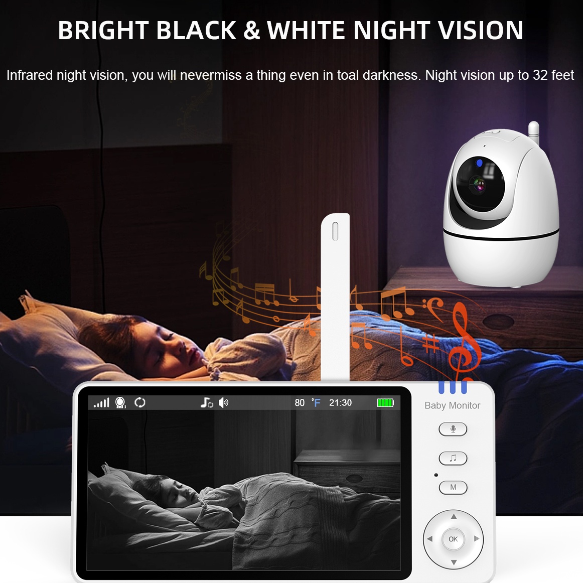 5 Inch Video Baby Monitor 2.4G - Audio Music Network review and price