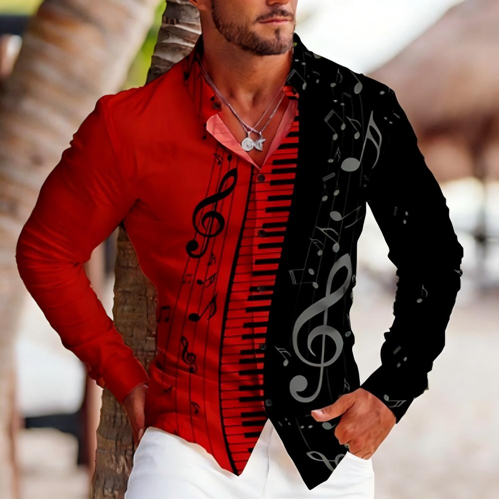 Men Long Sleeve Turn-down Coll - Audio Music Notes review and price