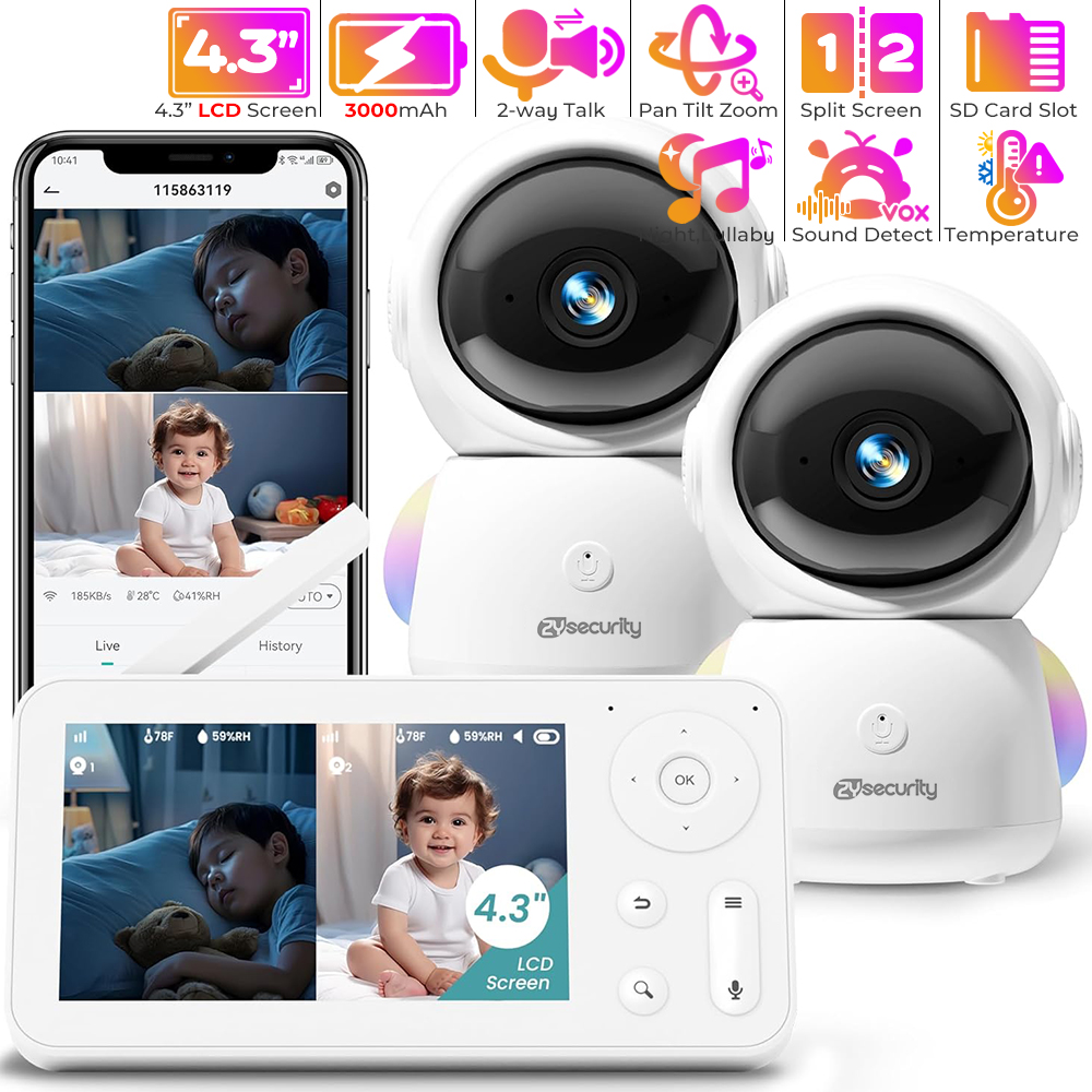 2K Baby Monitor with 2 Cameras - Audio Music Network review and price
