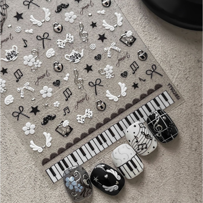 Black White Piano Note Nail St - Audio Music Notes review and price