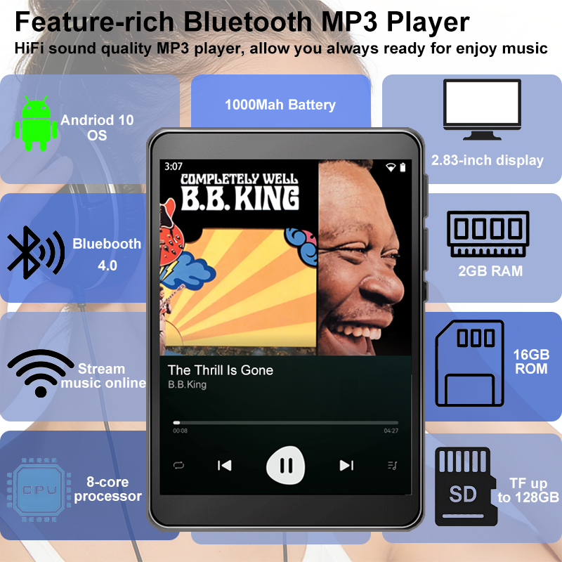 WiFi MP3 Player Andriod 10 Spo - Audio Music Download Free review and price
